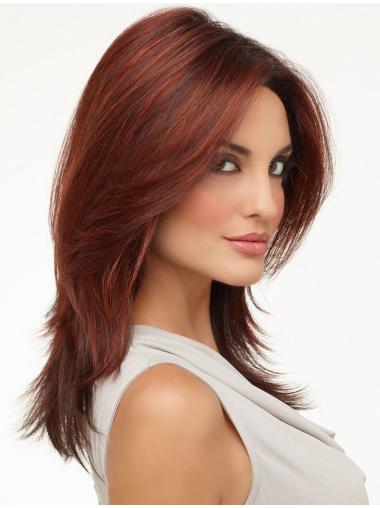 Online Red Lace Front Shoulder Length Synthetic Wig With Bangs