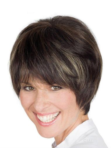 Discount Short Straight Brown Human Wigs Lace Front