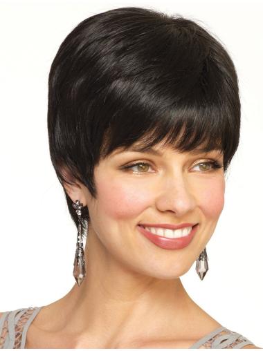 Natural Black Boycuts Straight Cropped Lace Synthetic Wig