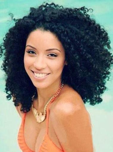 16 Inches Shoulder Length Without Bangs 2018 Black Woman Wigs