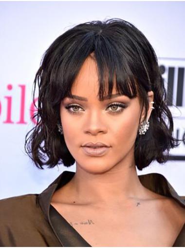 Synthetic Capless Bobs Chin Length 10" Black Trendy Rihanna Wigs