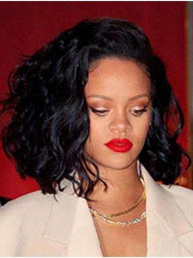 Synthetic Capless Bobs Chin Length 14" Black Durable Rihanna Wigs