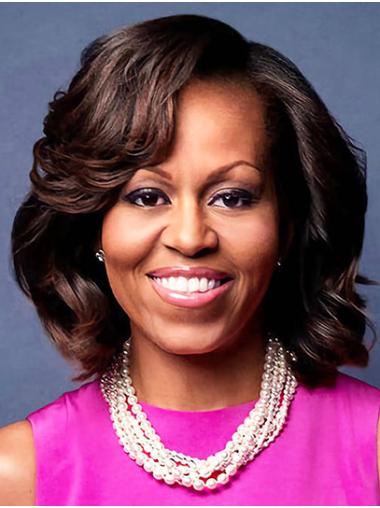 Synthetic Capless Bobs Chin Length 12" Ombre/2 Tone Soft Michelle Obama Wigs