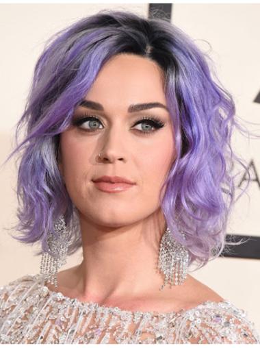 Synthetic Full Lace Bobs Chin Length 12" Purple Convenient Katy Perry Wigs