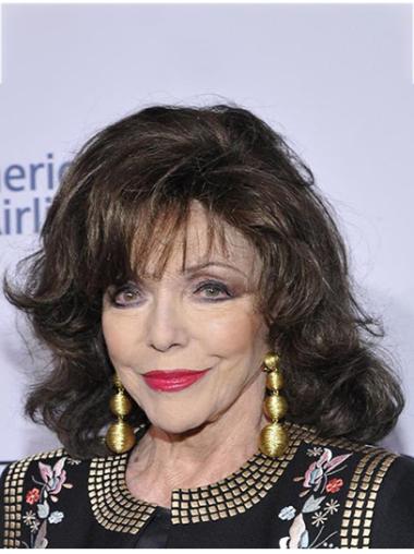 Convenient Curly 14" Capless Brown Remy Human Hair Joan Collins Wigs