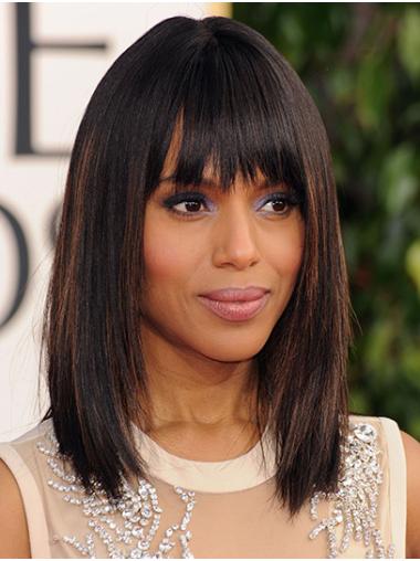 Synthetic Capless Shoulder Length With Bangs Hairstyles 14" Kerry Washington Wigs