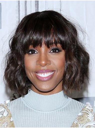 Wavy Brown Comfortable Bobs Capless Chin Length 12" Kelly Rowland Wigs