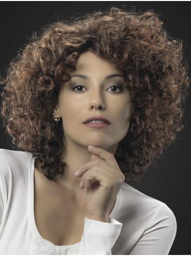 Curly Brown Synthetic Without Bangs Lace Front Wigs beautiful