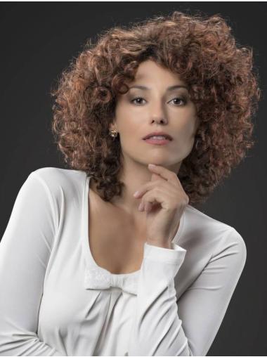 Curly Auburn Synthetic Without Bangs Lace Front Wigs ladies