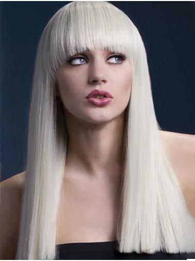 Straight Capless White Synthetic Women Long Wigs