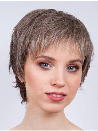 Straight Synthetic Boycuts Monofilament Short Wigs For Ladies