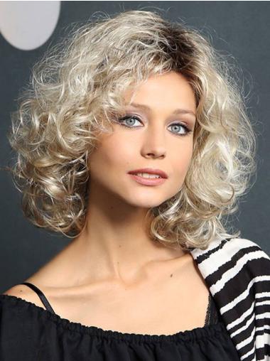 12" Curly 100% Hand-tied Synthetic Female Medium Wigs