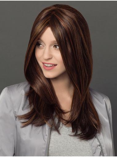 18" Straight Brown Without Bangs Modern Hand-tied Wigs