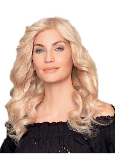 18" Wavy Blonde Without Bangs WoMens Human Hair Wigs