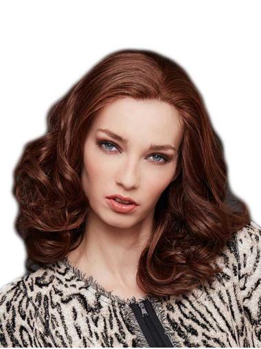 16" Wavy Brown Without Bangs Convenient Hand-tied Wigs