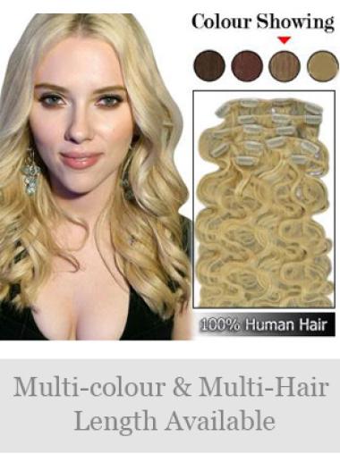 Wavy No-Fuss Remy Human Hair Clip In Blonde Hair Toppers