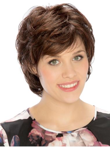 Wavy Classic Synthetic Brown Monotop Wigs