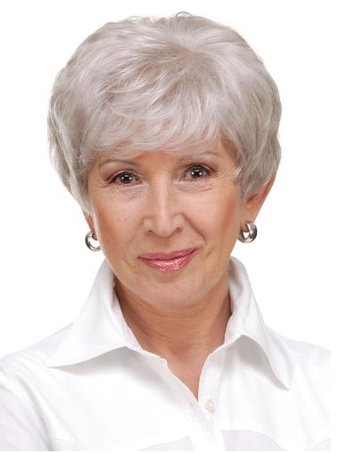 Cropped 6" Monofilament Synthetic Grey Hair Wigs