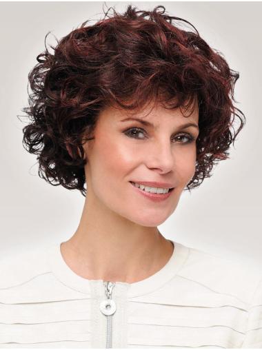 Curly Classic Synthetic Auburn Cheap Monotop Wigs