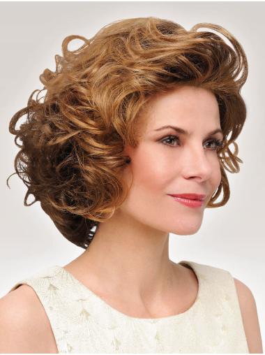 Curly Classic Synthetic Brown Ladies Mono Wigs