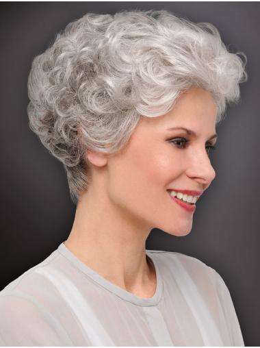 Monofilament Curly Cropped 6" Best Grey Wigs