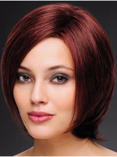 Synthetic Chin Length Straight Red Sleek Bob Wigs