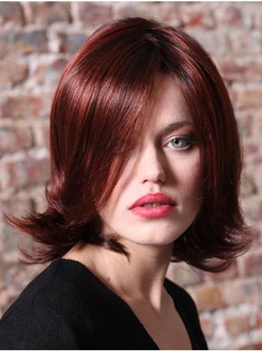 Red Shoulder Length Wavy 12" Without Bangs Fabulous Monofilament Wigs