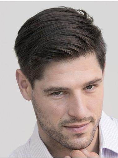 Cropped Black Straight Synthetic Grey Men Wigs