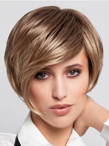 8" Straight Blonde With Bangs Monofilament Short Wigs Buy