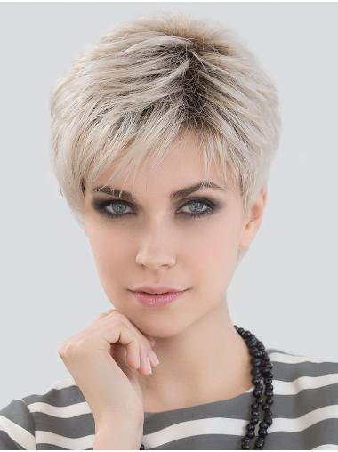Short Monofilament Synthetic Straight Grey Lace Wig