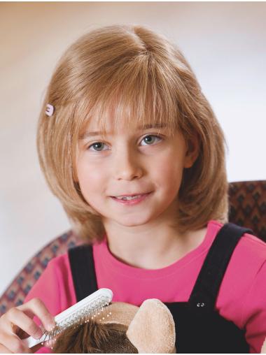 10" Chin Length Blonde Remy Human Hair Kids Wigs Children