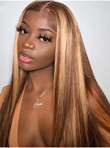 Honey Blonde Ombre Straight Wig Highlight Lace Front Human Hair Wigs Lace Front Wig