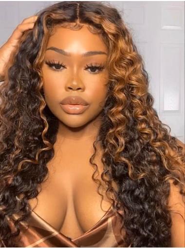 Curly With Highlights Ombre Hair 18 Inches Brazilian Hair Lace Front Wig