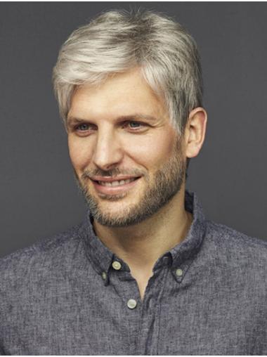 Straight Grey Lace Front Synthetic 4" Men Wig