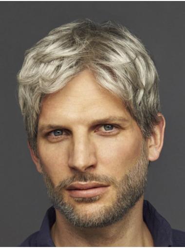Straight Grey Lace Front Synthetic 4" Men Wigs