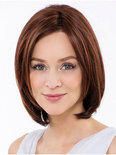 12" 100% Hand-tied Synthetic Chin Length Auburn Ladies Bobs Wigs