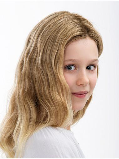 16" Wavy Blonde Shoulder Length Without Bangs Kids Wigs
