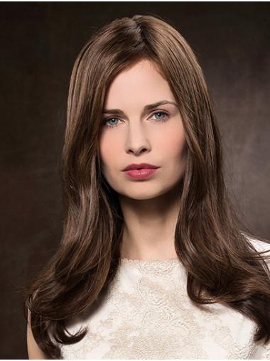 Long 100% Hand-tied Brown Wavy Without Bangs Best Human Hair Wigs