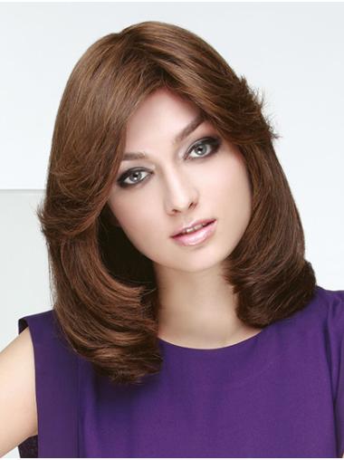14" Monofilament Remy Human Hair Shoulder Length Brown Bob Wig Women'S Accessories