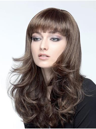 Wavy Brown Capless Synthetic 18" Long Hair Wig