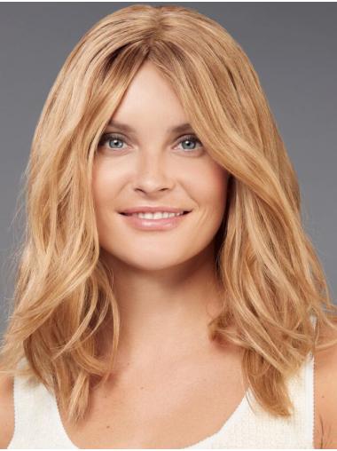 Shoulder Length 14" Without Bangs Wavy Quality Human Hair Wigs