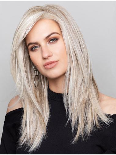 Long 16" Without Bangs Straight Grey Wig