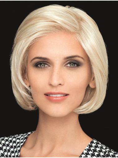 10" Platinum Blonde Bobs Straight Hand Tied Lace Wigs