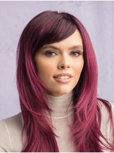 Straight Red Synthetic With Bangs Female Long Wigs