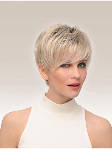 Straight Platinum Blonde Synthetic Boycuts Buy Lace Front Wigs