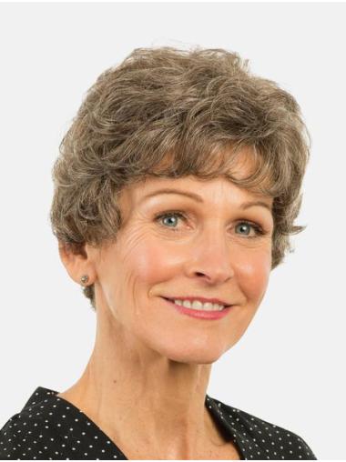 Short Brown Layered 8" Monofilament Curly Synthetic Wigs