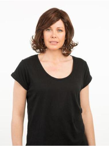 Monofilament Brown Synthetic Straight Bobs 12" Fashionable Medium Wigs