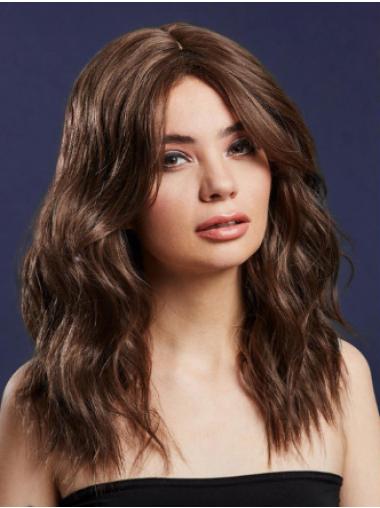 Wavy Brown Synthetic Without Bangs Beautiful Medium Wigs