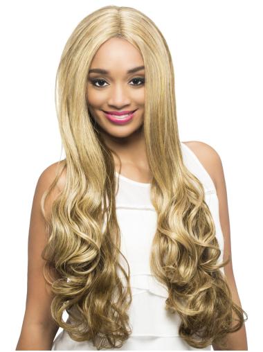 26" Blonde Without Bangs Wavy Stylish African American Wigs