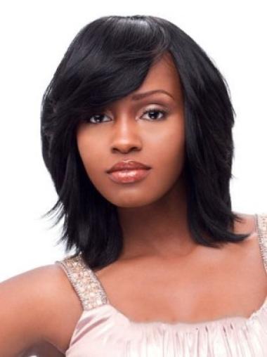 Style Straight Black Chin Length Capless African American Wigs